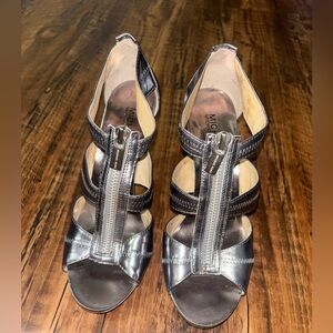 Michael Kors Women's Black and Silver Strappy Heels